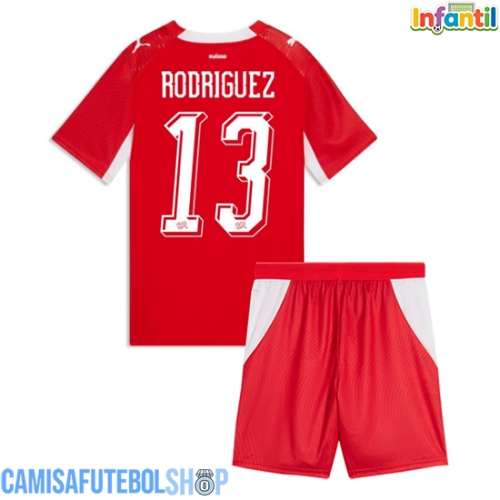 Camisa de time de futebol Suíça Ricardo Rodriguez #13 Replicas 1º Equipamento Infantil Mundo 2026 Manga Curta (+ Calças curtas)